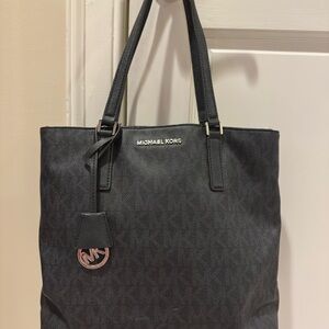 Michael Kors Black Monogram Tote with matching wallet